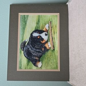 Bernese Mountain Dog Art Print, With Proffesional Green/tan Matt Board, 11"x14"